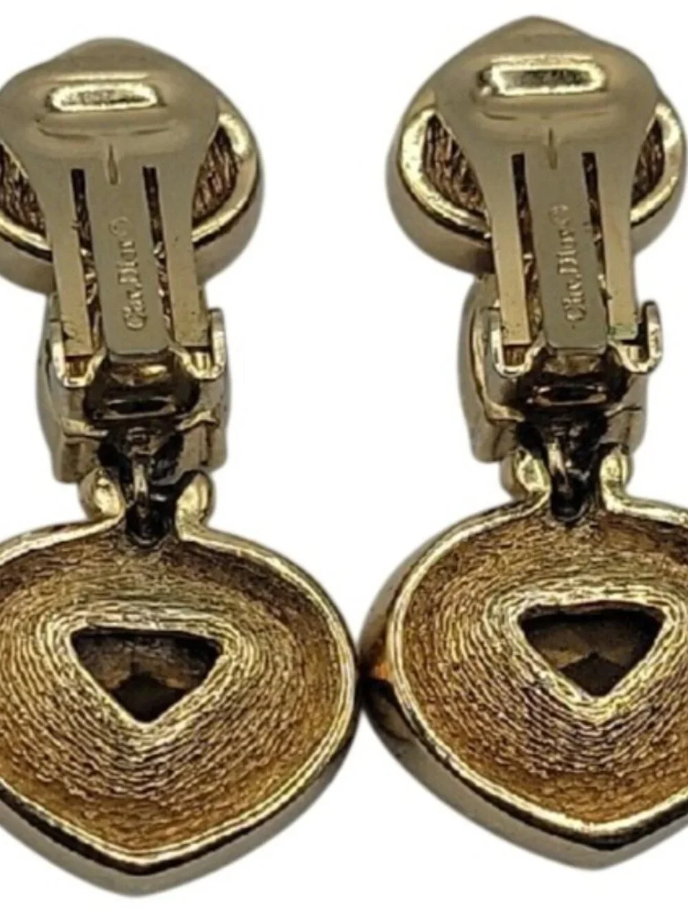 Rare Vintage Christian Dior Gripoix Clip Earrings Multicolor Heart Glass 1980s
